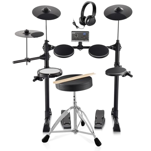 VEVOR E-Drum-Set, 15 Drum-Kits & 150 Sounds Elektronisches Schlagzeug, USB MIDI-unterstütztes 165,1 mm Mesh-Snare-E-Drum-Set mit 25,4 cm Becken, Drumsticks & Kopfhörer, für Anfänger & Erwachsene