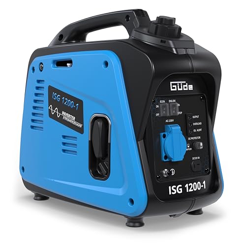 Güde Inverter Stromerzeuger ISG 1200-1 (4-Takt Motor, Benzin, 1,3/1,8 (kW/PS), 1x 230V, max. 1200W, Laufzeit bis 6,5 h, Tank 2,8 l, Überlastungsschutz, ECO-Modus, Gewicht 12,9 kg, TEST GUT - SEHR GUT)