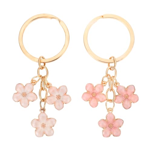Ouligay 2 Stück Blume Schlüsselanhänger für Mädchen Damen, Süß Bag Charms Aesthetic Taschenanhänger für Frauen Geburtstagsgeschenk Kleine Geschenke Beste Freundin Geburtstag Kollegen Erzieherin Lehrer