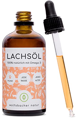 Lachsöl für Hunde mit Omega 3 I 100ml norwegisches, natürliches Lachs-Öl aus Atlantik-Meer-Lachs I Hochdosiertes Ergänzungsmittel für Hunde