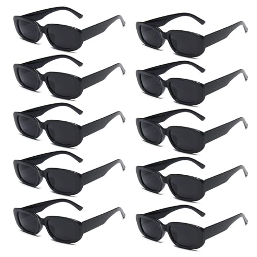 FSMILING 10er Pack Vintage sonnenbrille damen schwarz Sonnenbrillen Set Retro Rechteckige Sonnenbrille Party Brille Für Damen Herren