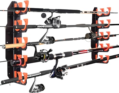 BOOSTEADY Fishing Rod Rack Angelrutenhalter Stangenhalter Angelrutenständer für die Garage, Wandhalterung Deckenhalterung für Angelruten, Angelausrüstung als Geschenk für Herren (1, orange)