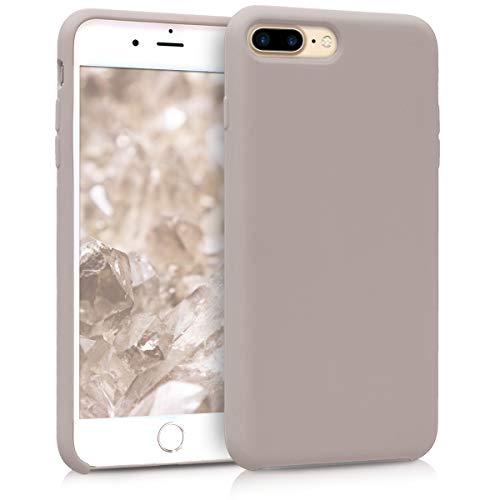 kwmobile Hülle kompatibel mit Apple iPhone 7 Plus/iPhone 8 Plus Hülle - Silikon Handy Case - Handyhülle weiche Oberfläche - kabelloses Laden - Helltaupe