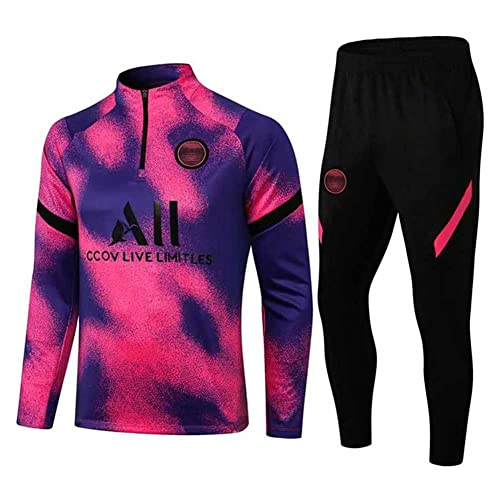JIEAGY Paris Trainingsanzug aus Jersey, Langärmlige Trainingsjacke für Frühling und Herbst, PSG Fußball-Trainingsanzug für Herren und Damen (Größe M, Pink/Lila)