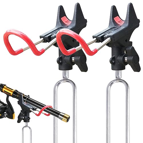 Leeko Rutenhalter, Angelrute Halter 2 Stück Edelstahl Universal Ruten Ständer 360°Verstellbar Angelrutenhalter Angelzubehör Boden Tragbar und Abnehmbar (Landgestützt)