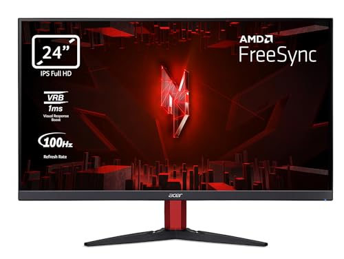 Acer Nitro KG242YE Gaming Monitor 23,8 Zoll (60 cm Bildschirm) Full HD, 100Hz HDMI, 75Hz VGA, 4ms (GTG), 2xHDMI 1.4, VGA, HDMI FreeSync, Schwarz