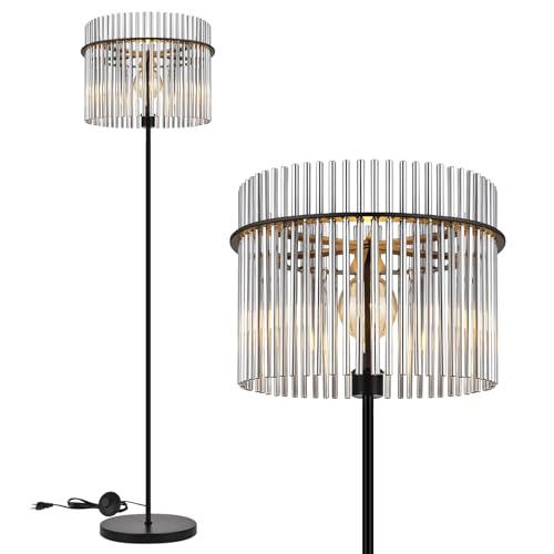 Lichtmaler Stehlampe Schwarz Stehleuchte Glas - Standleuchte Wohnzimmer E27 mit Fußtaster Leselampe Modern Wohnzimmerlampe Stehend für Schlafzimmer Kinderzimmer Büros(Ohne Leuchtmittel)