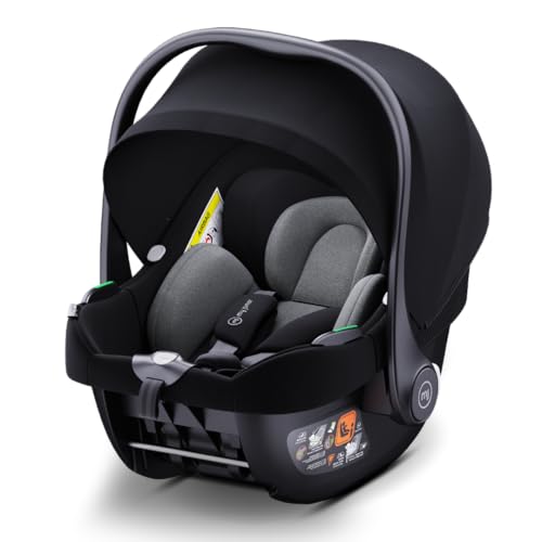 my junior® BEAM i-Size Babyschale, Gruppe 0+ bis 24 Monate, 45-87 cm, max. 13 kg, 6-stufige Kopfstütze, Neugeborenen-Einlage, 5-Punkt-Gurt (Black)