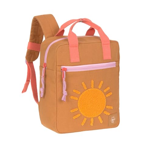 LÄSSIG Kindergartenrucksack mit Brustgurt Kindertasche wasserabweisend/Little One & Me Square Backpack Small caramel