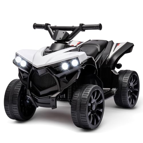 CherishCradle 6V Elektrisches Quad Für Kinder, Elektroauto Kinder ATV Mit Musik, USB-Anschluss, Hupe, LED-Scheinwerfer 2-5Km/h Elektro-Quad Für Kinder 3+ Jahre