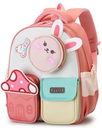 PROTAURI Rucksack Kinder für Mädchen, Kindergartenrucksack mit Großem Fassungsvermögen, Niedlich Kita Rucksack Reflektierend mit Brustgurt, 3-7 Jahre, Rosa