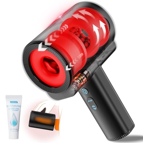 Elektrischer Masturbator Masturbieren für Männer, Doppelhülsen mit Teleskopfunktion & Rotierend & Vibration Sex Spielzeug für die Männer, Realistisch Taschenmuschi Masturbatoren Sexmaschine Sex Toys