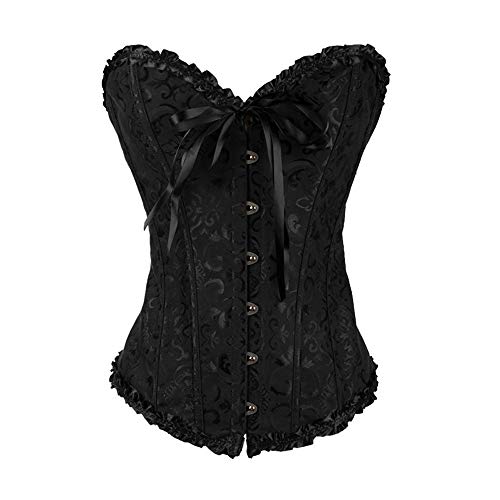 Generisch Korsett Damen Korsage Schwarz Vollbrust Corsage Korsett Top Gothic Corsagen Bustier Corsette, Waist Cincher Unterbrust Korsage Shaper Body Bauchweg Corsage Übergrößen für Halloween Karneval