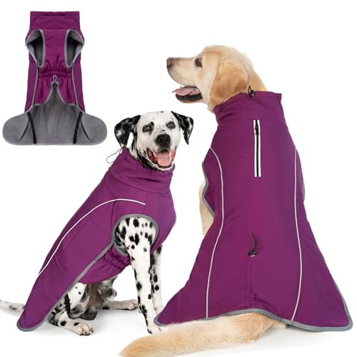 Cyponpy Hundemantel Warm Wasserdicht Hundejacke Winter Fleecemantel Hund Regenjacke Reflektierend mit Reißverschluss für Geschirr Wintermantel Hunde Fleece Hundejacke Pullover Hunde Bekleidung Winter