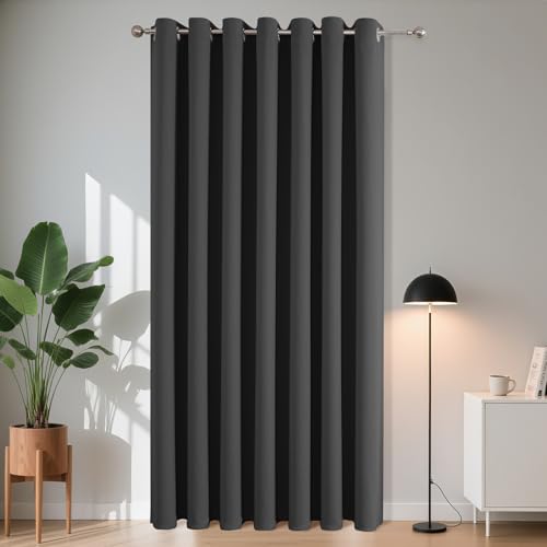 Joydeco Verdunklungsvorhänge 1 Stück,Türvorhang Blickdichte Türgardine,Tür Vorhang mit Ösen Thermo Kälteschutz Hitzeschutz Schallschutz für Schlafzimmer Wohnzimmer（Dunkelgrau,1xH210xB200）