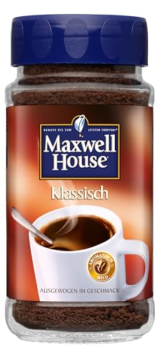 Maxwell House Klassisch löslicher Bohnenkaffee, Instant Kaffee, 200 g im Glas, für 112 Getränke