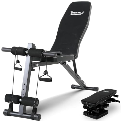 Novonova Hantelbank klappbar, Multifunktionale Fitnessbank für zuhause, 4 in 1 Verstellbare Schrägbank & Trainingsbank für Ganzkörpertraining, bis 150kg belastbar NV-5903