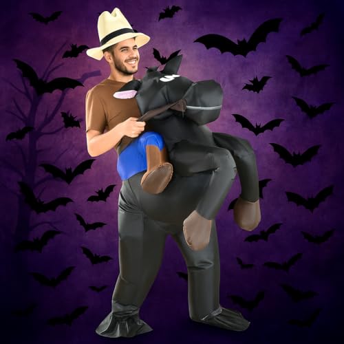Aufblasbare Kostüme Erwachsene, Pferd und Cowboy Kostüme Aufblasbare Spaßkostüm Eine größe passt für die meisten menschen Inklusive Aufblassystem Halloween, Karneval Fasching Party Inflatable Costume