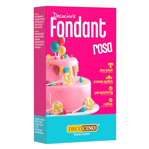 DECOCINO Fondant Rosa – 250 g – ideal zum Verzieren von Kuchen, Torten, Cupcakes – Palmölfrei & Glutenfrei