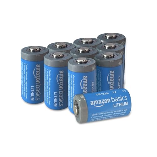 Amazon Basics CR123A Lithium-Batterien, 3 V, 10 Jahre lagerfähig, 10 Stück