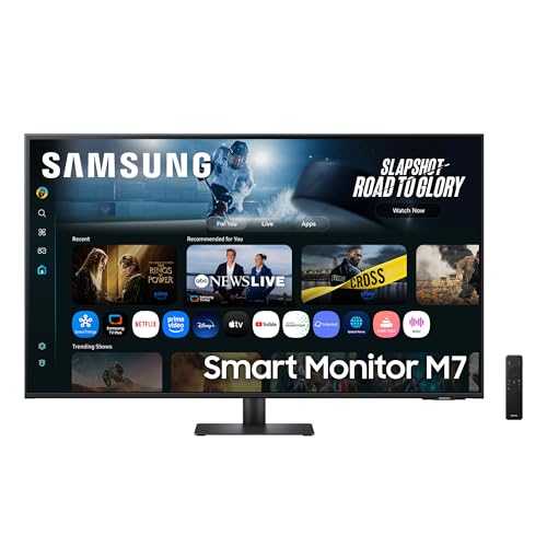 Samsung M70F 43 Zoll 4K Smart AI Monitor, VA-Panel, 3840 x 2160, 60Hz, 4ms (G/G), Speaker, Gaming Hub, 4K Upscaling, Sprachsteuerung, Smart TV-Apps & AI Features, HDR10, LS43FM700UUXEN