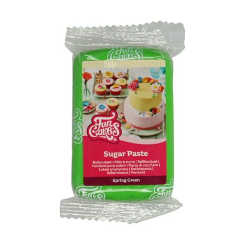 FunCakes Rollfondant Spring Green: Einfach zu verwenden, glatt, flexibel, weich und biegsam, perfekt zum Dekorieren von Kuchen, halal, koscher und glutenfrei, 250 g