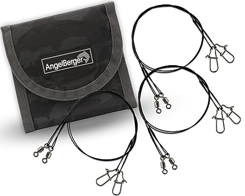 Angel-Berger Stahlvorfachsortiment mit Tasche Spinvorfachsortiment Stahlvorfach