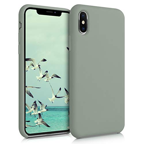 kwmobile Hülle kompatibel mit Apple iPhone XS Max Hülle - Silikon Handy Case - Handyhülle weiche Oberfläche - kabelloses Laden - Graugrün