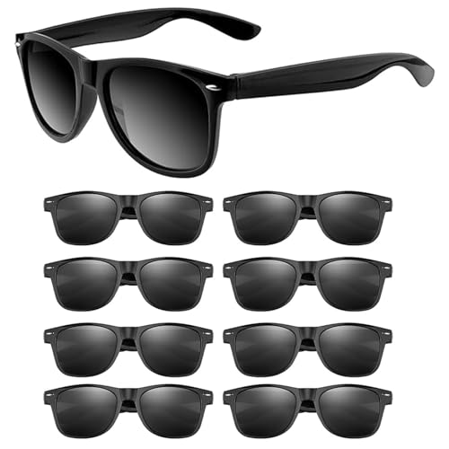 TownTop 8 Stück Sonnenbrillen Set – Retro Vintage Sonnenbrillen im Set, Sonnenbrille Schwarz, Polarisiert, Günstig & Stilvoll für Frauen & Männer