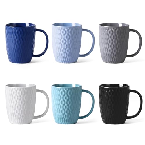 DOWAN Tassen Set 6er x 400ml – Große Kaffeetassen mit Großem Henkel – Kaffeetasse groß – Teetassen Set – Kaffeebecher Keramik Becher – Bechersets Porzellan – Kaffee Tassen Set