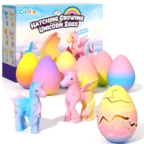 Coodoo Einhorn Schlüpft Regenbogeneier für Kinder - 6er Pack Einhorn Geschenke für Mädchen & Jungen, Geburtstags- und Ostern Geschenke für Kinder ab 3 Jahren - Mädchengeschenke für 3 4 5 6 7 8 Jahre
