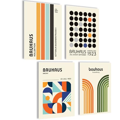 mojoliving Bauhaus Poster Set Bauhaus Bilder Schlafzimmer Deko Aesthetic Bilder Wohnzimmer Poster Vintage Wandbilder Schlafzimmer
