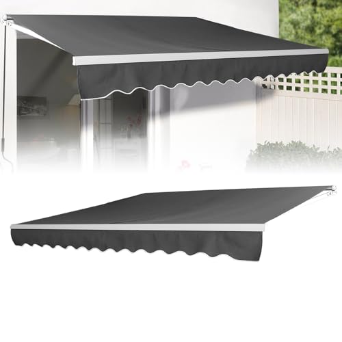 LZQ Klemm Markisen Balkon Sonnen Gelenkarmmarkise Handkurbel,Sonnenschutz Wasserdicht Staubdicht Höhenverstellbar (Dunkelgrau,2.5 * 2M)