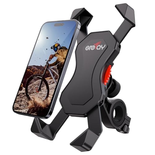 Grefay Fahrrad Handyhalterung Universal Motorrad Handy Halterung für iPhone 17 16 15 14 Pro Max Plus, Air, SE, 13 12 Pro Max Mini, 11 Pro Max, Xs, XR, Samsung S24, Smartphone mit 360° Drehbar
