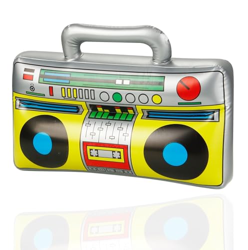 Aufblasbarer Ghettoblaster ca 45 x 42 cm - 80er 90er Fasching & Karneval - Outfit Party Accessoires Kostüm - Bad Taste Assi Retro - Hip Hop Radio Walkman