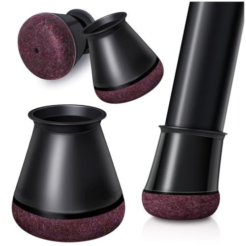 OCONDA 24 Stück Stuhlbeinkappen,Schwarz Schutzkappen für Stuhlbeine Mit Filz,Filzgleiter, Silikon Schutzkappen für Stuhlbeine Schräge, Stühle für Verschleißfeste Stuhlbeinschoner, S Fit:14-20mm
