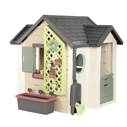 Smoby Life - Garten Spielhaus (128x132x135 cm) mit 60% Recycling-Anteil - wetterfestes Gartenhaus mit Zubehör zum Gärtnern für Kinder ab 2 Jahre - Outdoor-Kinderhaus für Garten oder Terrasse