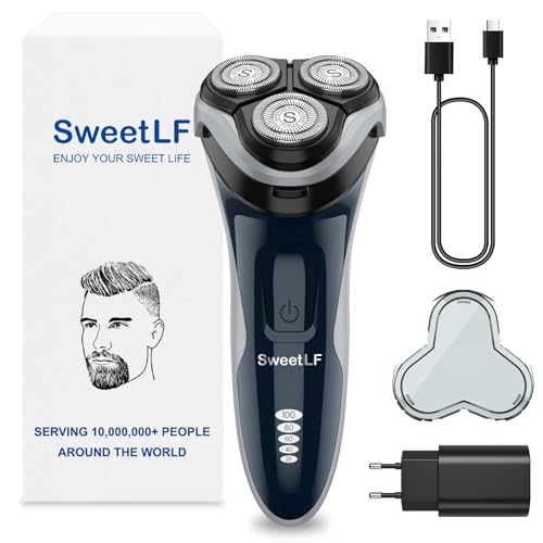 SweetLF [2025 New] Rasierer Herren Elektrisch mit Präzisionstrimmer Bartschneider Nass- & Trockenrasierer Elektrorasierer IPX7 Wasserdicht & Leistungsanzeige
