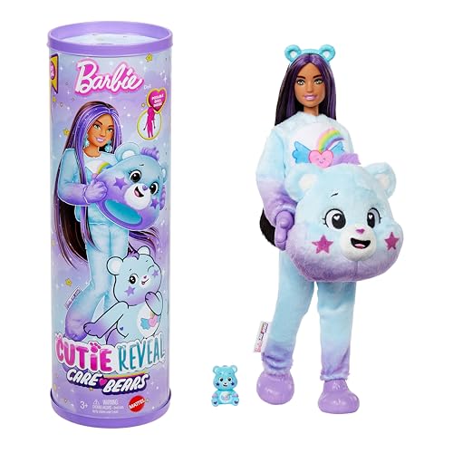 Barbie Cutie Reveal Puppe mit Accessoires, Glücksbärchis-Serie 2, Dream-Bright-Bärchi mit 10 Überraschungen, einschließlich Farbwechsel und Mini-Bärchi, JFV61