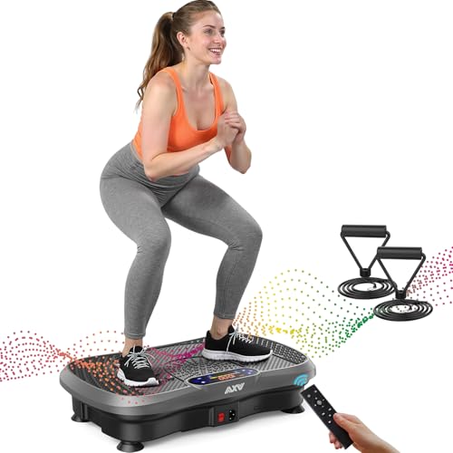 AXV Vibrationsplatte Testsieger 2025, Rüttelplatte Sport für Zuhause,Vibration Plate mit 120 Stufen und 5 Modi, 150 kg Belastbar, mit Bluetooth, für Ganzkörpertraining, Abnehmen, Fettverbrennung