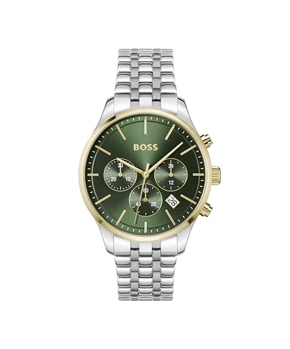 BOSS Chronograph Quarz Uhr für Herren Kollektion Avery mit Silbernes Edelstahlarmband - 1514159