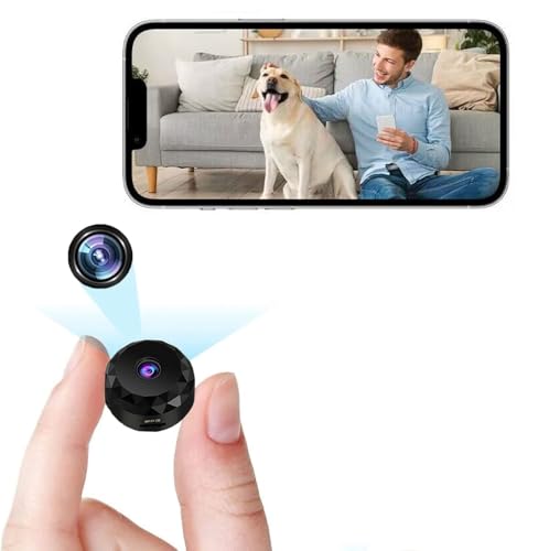 Mini Kamera, Überwachungskamera Innen 1080P WiFi Kamera Live Übertragung Handy APP mit Bewegungserkennung Nachtsicht, Überwachungskamera mit Batteriestrom Geeignet für Familien verwendet schwarz