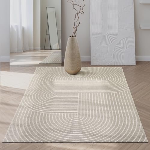 the carpet Santo Plus - Teppich für Wohnzimmer & Schlafzimmer, Hochwertig, Pflegeleicht & Langlebig, Modernes Design, auch für Outdoor geeignet, Beige, 80 x 150 cm
