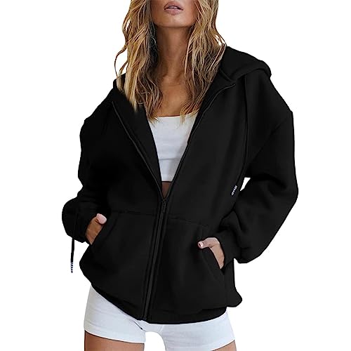 Hoodie Damen Sweatjacke Baumwoll Kapuzenjacke Herbst Lang Sweatshirt Kapuzenpullover Mit Kapuze Reißverschluss Mantel Oversize Pullover 2025, S-3xl Blouson Jacke Damen Hoodie Sweatjacke Strickjacken