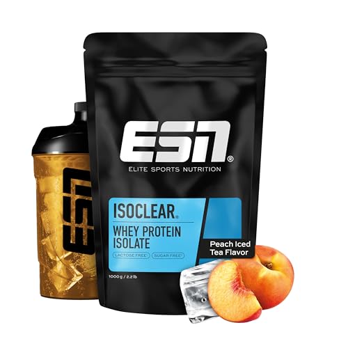 ESN ISOCLEAR Whey Isolate Protein Pulver, 1000g, Peach Iced Tea, Proteinlimo mit fruchtig leckerem Geschmack, clear Whey - made in Germany