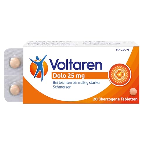 Voltaren Dolo 25mg Tabletten: Schmerztabletten bei Muskelschmerzen, Nackenschmerzen, Gelenkschmerzen, Schulterschmerzen und Rückenschmerzen mit Diclofenac, 20 St.