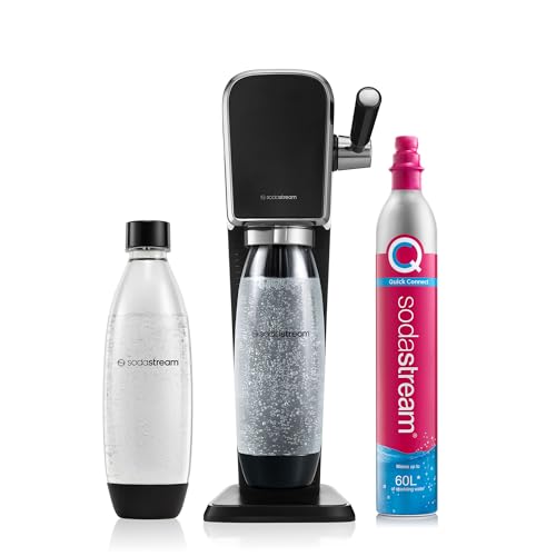 SodaStream Wassersprudler Art mit CO2-Zylinder und 1x 1L spülmaschinenfeste Kunststoff-Flasche, Höhe 44cm, Schwarz, 44 cm