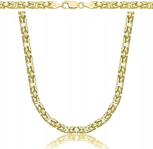 Amar Luxury Königskette Ketten für Herren - Gold 925/585 14k, Herrenhalskette, Silber 925 mit Gold 14k - Herren Schmuck, Italienische Qualität, Breite 4,5 mm