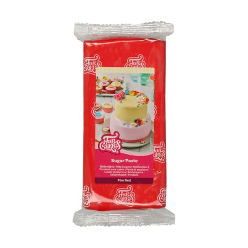 FunCakes Rollfondant Fire Red: Einfach zu verwenden, glatt, flexibel, weich und biegsam, perfekt zum Dekorieren von Kuchen, halal, koscher und glutenfrei, 1 kg (1er Pack)