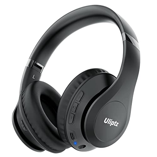 Uliptz Bluetooth Kopfhörer Over Ear, 65 Stunden Spielzeit Kopfhörer Kabellos mit 6 EQ-Modi, HiFi-Stereo Faltbares Bluetooth 5.3 Wireless Headphones für Reisen/Büro/Handy/PC (Schwarz)